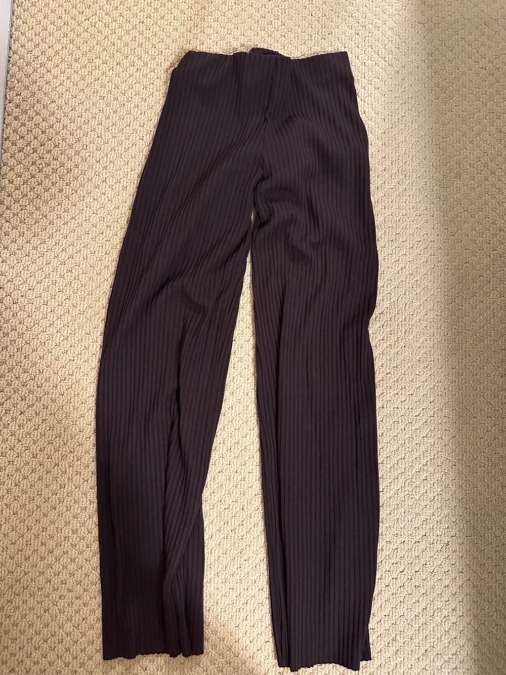 Zara Ribbed High-Waist Track Pants — Black